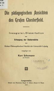 Cover of: Die pädagogischen ansichten des grafen Chesterfield ...