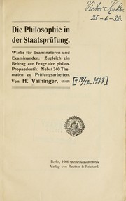 Cover of: Die Philosophie in der Staatsprüfung