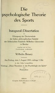 Cover of: Die psychologische Theorie des Sports by Wilhelm Benary