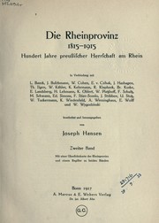 Cover of: Die Rheinprovinz 1815-1915 by Joseph Hansen