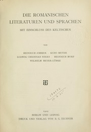Cover of: Die romanischen Literaturen und Sprachen by Zimmer, Heinrich