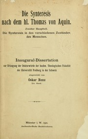 Cover of: Die Synteresis nach dem hl. Thomas von Aquin