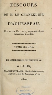 Cover of: Discours de M. le chancelier d'Aguesseau