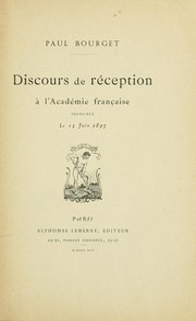 Cover of: Discours de réception à l'Académie francaise, prononcé le 13 juin 1895