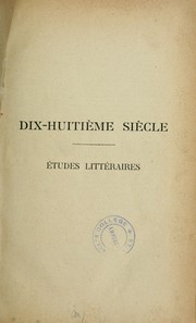 Cover of: Dix-huitième siècle: études littéraires