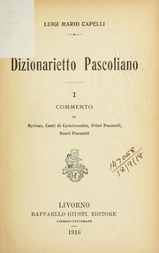 Cover of: Dizionarietto Pascoliano