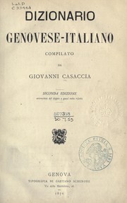 Cover of: Dizionario genovese-italiano by Giovanni Casaccia