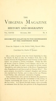 Cover of: Documents relating to the boundaries of the Northern Neck