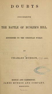 Cover of: Doubts concerning the battle of Bunker Hill. by Hudson, Charles