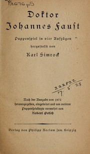 Cover of: Dr. Johannes Faust: Puppenspiel in vier Aufzügen