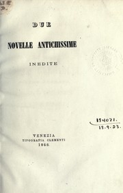 Cover of: Due novelle antichrissime inedite