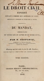 Cover of: Du mandat by Raymond Théodore Troplong