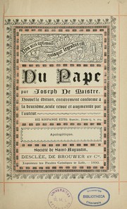 Cover of: Du pape