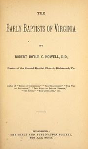 Cover of: The early Baptists of Virginia.