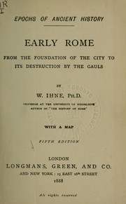 Cover of: Early Rome from the foundation of the city to its destruction by the Gauls