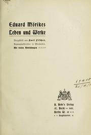 Cover of: Eduard Mörikes Leben und Werke