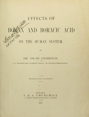 Cover of: Effects of borax and boracic acid on the human system