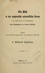 Cover of: Ein Blick in das jungdeutsche naturalistische Drama (H. Sudermann, G. Hauptmann) vom Standpunkt der inneren Mission