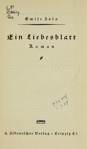 Cover of: Ein Liebesblatt: Roman