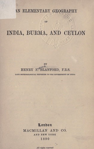 An elementary geography of India, Burma and Ceylon
