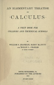 Cover of: An elementary treatise on calculus