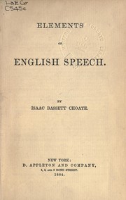 Cover of: Elements of English speech