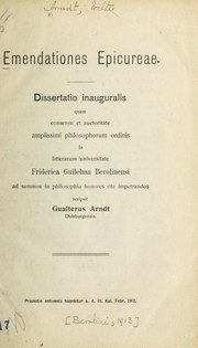 Cover of: Emendationes Epicureae by Walter Arndt