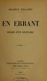 Cover of: En errant: proses d'un solitaire