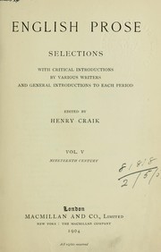 Cover of: English prose: selections.  With critical introductions by various writers and general introductions to each period