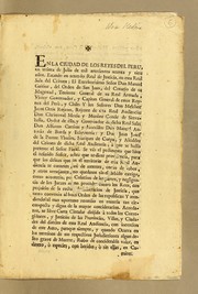 Cover of: En la Ciudad de los Reyes del Peru, en treinta de julio de mil setecientos setenta y siete años: Estando en acuerdo Real de Justicia, ..