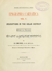 Cover of: Epigraphia carnatica by Mysore. Dept. of Archaeology