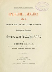 Cover of: Epigraphia carnatica: By B. Lewis Rice, Director of Archaeological Researches in Mysore