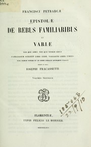 Cover of: Epistolae de rebus familiaribus et variae by Francesco Petrarca
