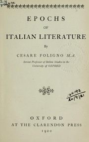 Cover of: Epochs of Italian literature | Cesare Foligno