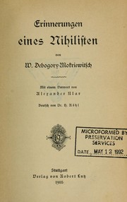 Cover of: Erinnerungen eines Nihilisten by Vladimir Karpovich Debogoriĭ-Mokrievich