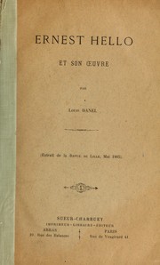 Cover of: Ernest Hello et son oeuvre