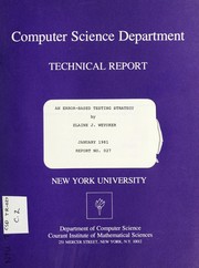 Cover of: An error-based testing strategy by Elaine J. Weyuker, Elaine J. Weyuker