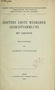 Cover of: Erste Weimarer Gedichtsammlung: mit varianten