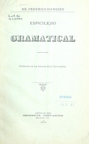 Cover of: Espicilejio gramatical