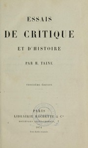 Cover of: Essais de critique et d'histoire by Hippolyte Taine