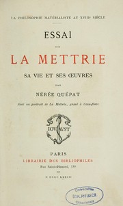 Cover of: Essai sur La Mettrie, sa vie et ses oeuvres