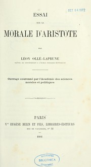 Cover of: Essai sur la morale d'Aristote by Léon Ollé-Laprune