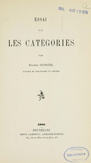 Cover of: Essai sur les catégories