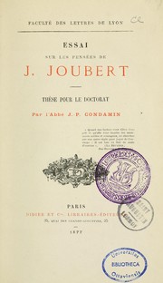 Cover of: Essai sur les pensées de J. Joubert