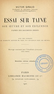 Cover of: Essai sur Taine, son œuvre et son influence