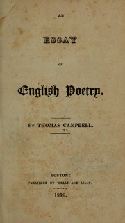 Cover of: An essay on English poetry: by Thomas Campbell.