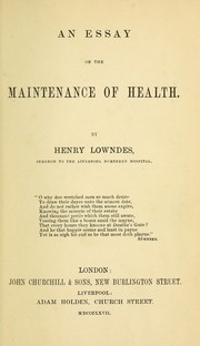 Cover of: An essay on the maintenance of health