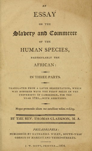essays on the slavery and commerce of the human species
