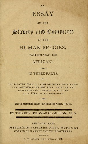 essay on the slavery and commerce of the human species