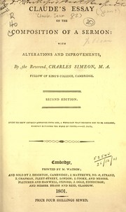Cover of: Essay on the composition of a sermon by Jean Claude